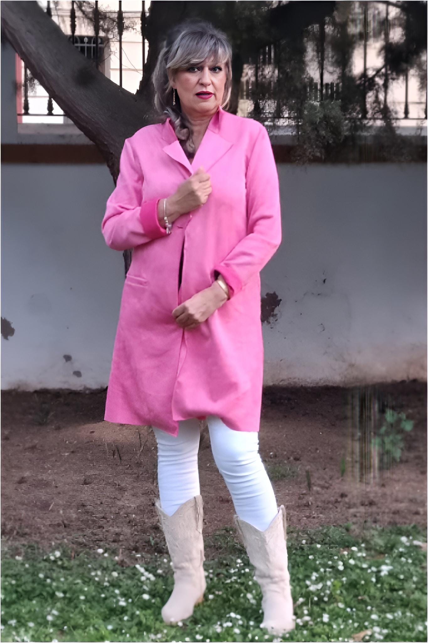 Chaqueta levita mujer rosa
